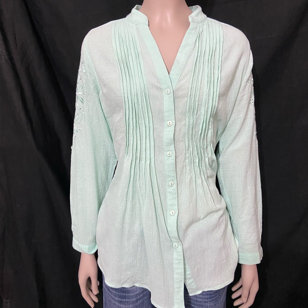 ⚫️Soft surroundings mint blouse